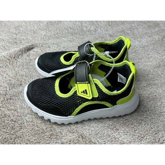 Adidas Summerflex C Kids Training Shoes Black Neon Yellow Mesh Slip On US 3 NWT - Picture 7 of 12